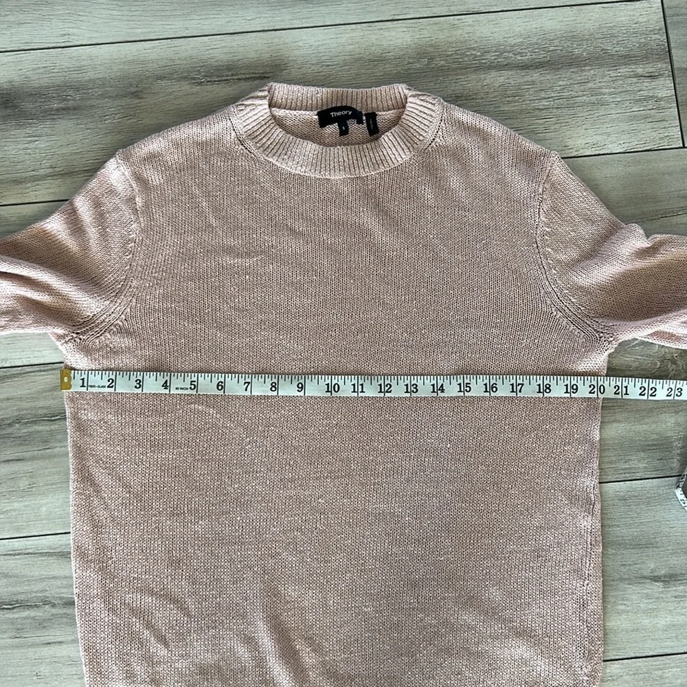 Theory Linen blend pink crew neck sweater size small